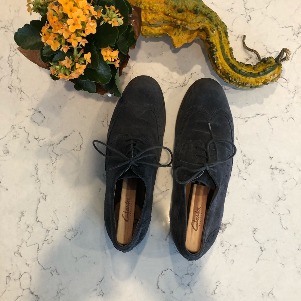 Blue Suede CLARKS Oxfords